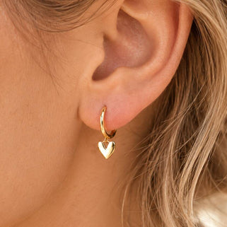 Gold Vermeil Heart Drop Hoop Earrings