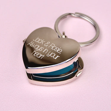 Silver locket keyring with 