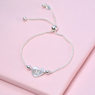 Personalised Silver Heart Slider Bracelet