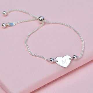 Personalised Silver Heart Slider Bracelet