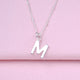 Letter M Modern Initial letter charm necklace on satellite chain