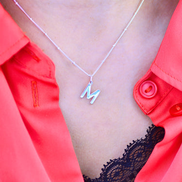 Sterling Silver Modern Initial Charm Necklace