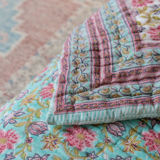 Keya Block Print Reversible Cotton Quilt