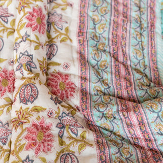 Keya Block Print Reversible Cotton Quilt