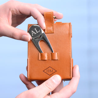 Personalised Luxury Golfers Hip Flask Gift Set