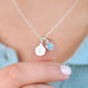 March Heart Birthstone Necklace with Mini Initial - Aquamarine, Sterling Silver