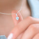 March Heart Birthstone Necklace - Aquamarine, Sterling Silver