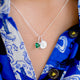 Heart Birthstone Necklace with Mini Initial in Sterling Silver