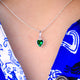 May Heart Birthstone Necklace - Emerald, Sterling Silver