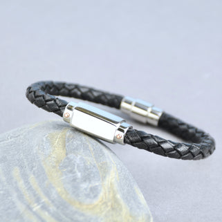 Men's Personalised Plait Bolo Leather Bracelet