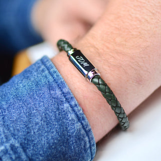 Men's Personalised Plait Bolo Leather Bracelet