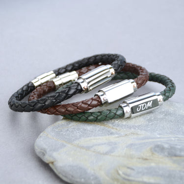 Men's Personalised Plait Bolo Leather Bracelet