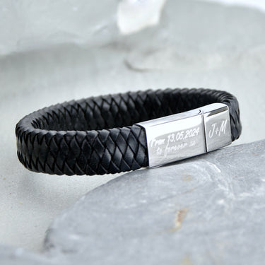 Men's Personalised Leather Message Plait Bracelet