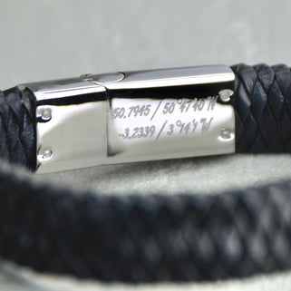 Men's Personalised Leather Message Plait Bracelet