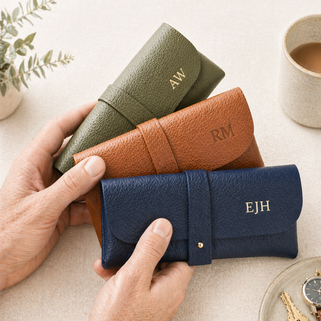 Men's Personalised Monogram Leather Glasses Case