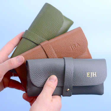 Men's Personalised Monogram Leather Glasses Case