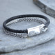 Men's Personalised Black Leather And Chain Bracelet