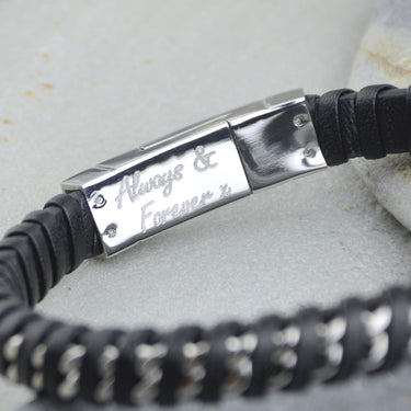 Men's Personalised Twisted Leather And Chain Bracelet