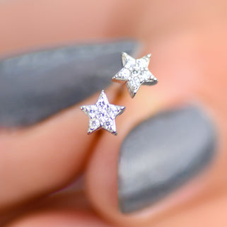 Sterling Silver Mini Twinkling Star Stud Earrings