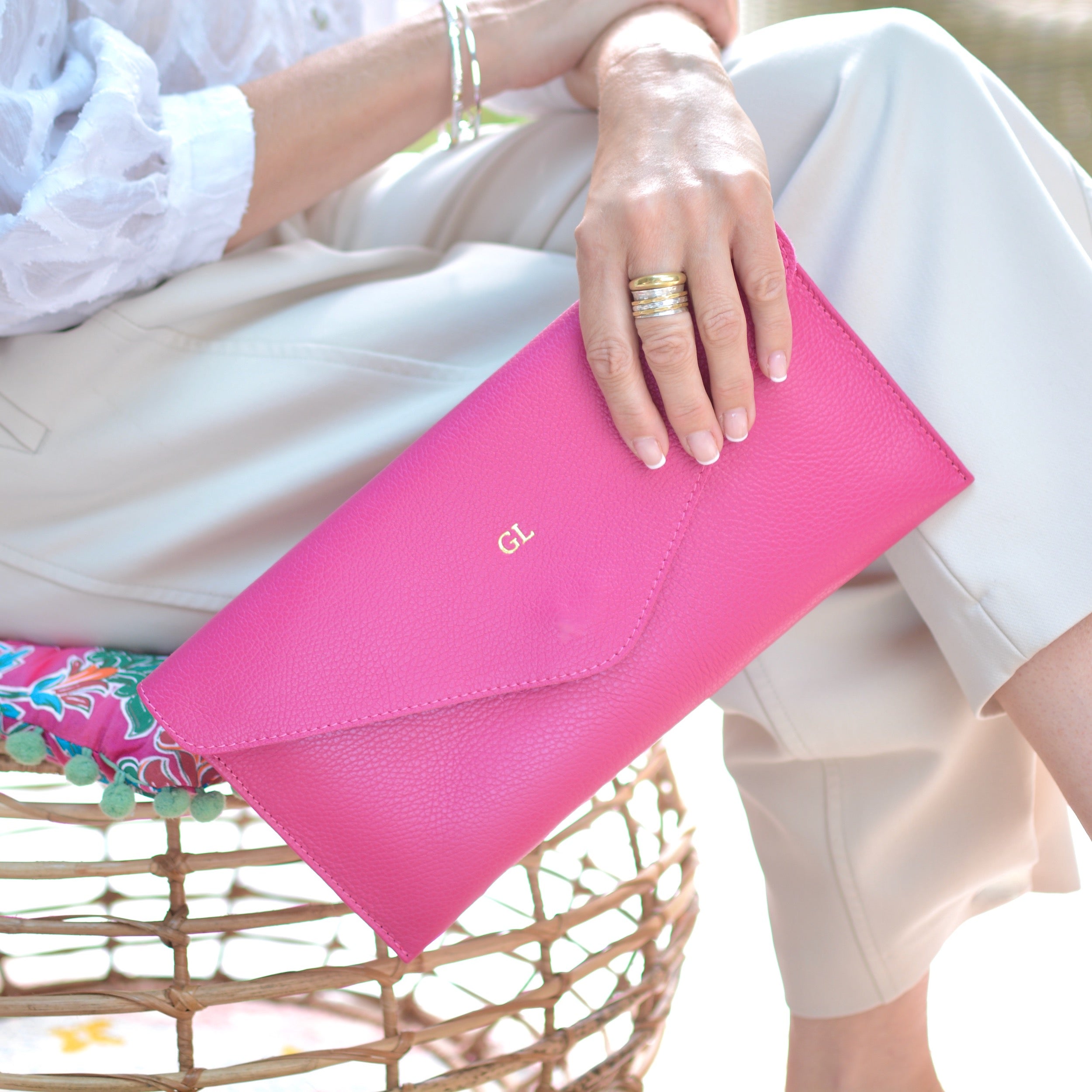 Personalised Monogram Italian Leather Clutch Bag – Penelopetom