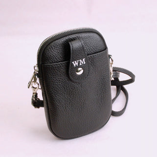 Monogram Leather Crossbody Phone Pouch