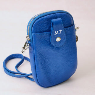 Monogram Leather Crossbody Phone Pouch
