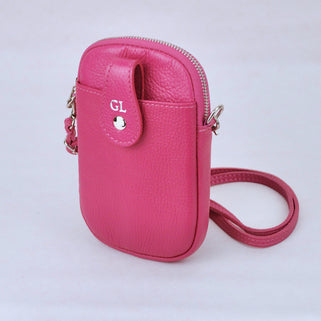 Monogram Leather Crossbody Phone Pouch