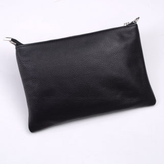 Personalised Large Leather Clutch or Crossbody Bag shown in black