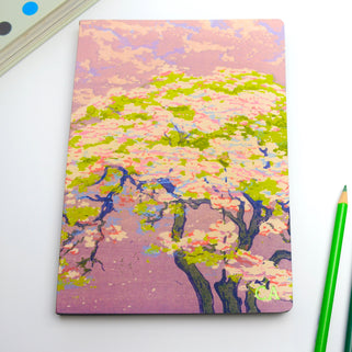 Monogram Blossom A5 Journal Notebook shown with initials "CA" monogrammed with green foil