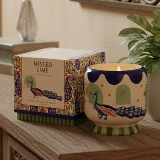 Peacock Design Boxed Ceramic Candle