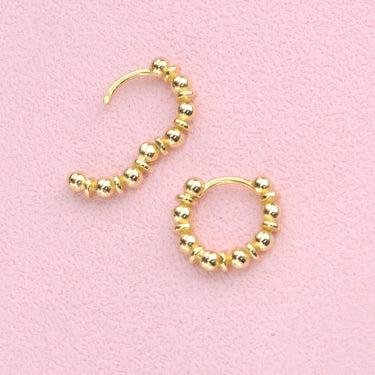 Gold Chunky Bead Huggie Earrings