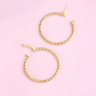 Gold Textured Large Hoop Earrings