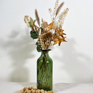 Recycled Glass Cow Parsley Vase Juniper Green