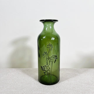 Recycled Glass Cow Parsley Vase Juniper Green