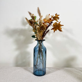 Recycled Glass Cow Parsley Vase Steel Blue