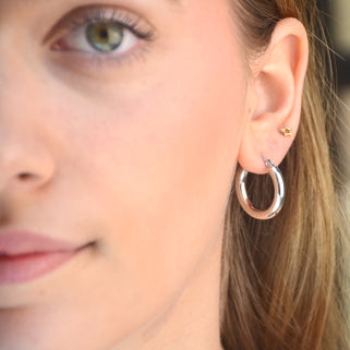 Waterproof Classic Wide Hoop Earrings Silver