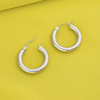 Waterproof Classic Wide Hoop Earrings Silver