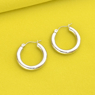 Waterproof Classic Wide Hoop Earrings Silver