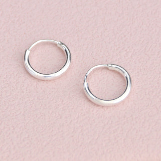 Simple Silver Sleeper Huggie Hoop Earrings 