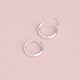 Simple Silver Sleeper Huggie Hoop Earrings  showing hinge detail