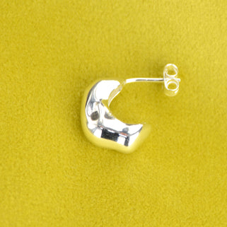 Sterling Silver Misshapen Huggie Hoop Earrings