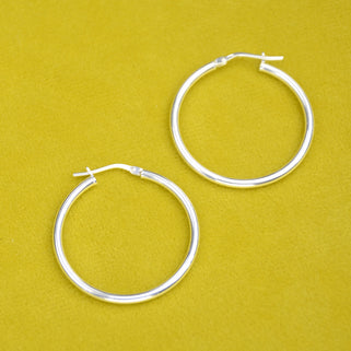 Sterling Silver Medium Hoop Earrings