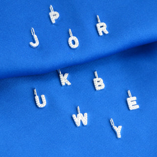 Sterling Silver Sparkle Initial Letter Charms