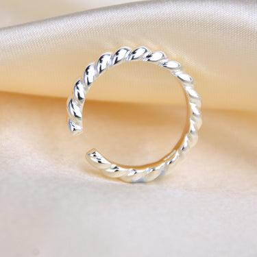 Adjustable Unisex Sterling Silver Rope Twist Ring