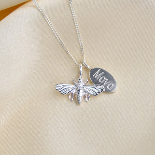 Personalised Sterling Silver Bee Necklace
