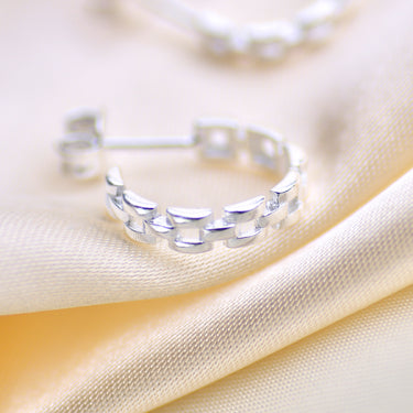 Sterling Silver Chain Link Huggie Hoop