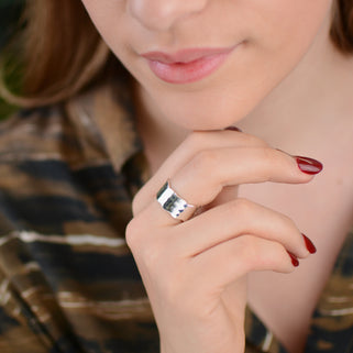 Sterling Silver Wavy Hammered Ring