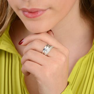 Sterling Silver Triple Band Spinning Ring
