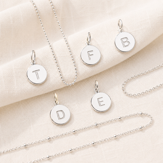 Sterling Silver or Gold  Initial Letter Disc Charms