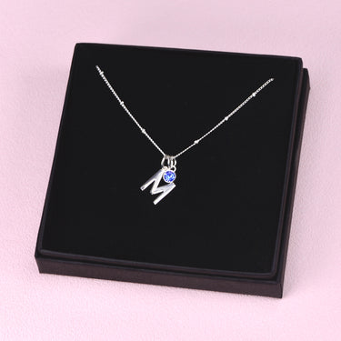 Modern Initial and birthstone necklace in Penelopetom Gift Box